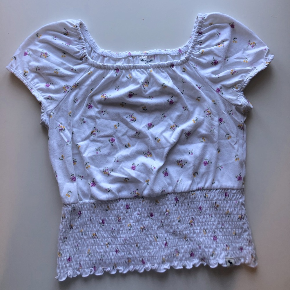 Abercrombie Kids~cropped shirt with waffle bottom-stretchy neckline and sleeves